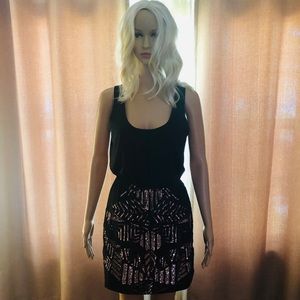 Bebe Chiffon Sequin Tank Dress SZ S